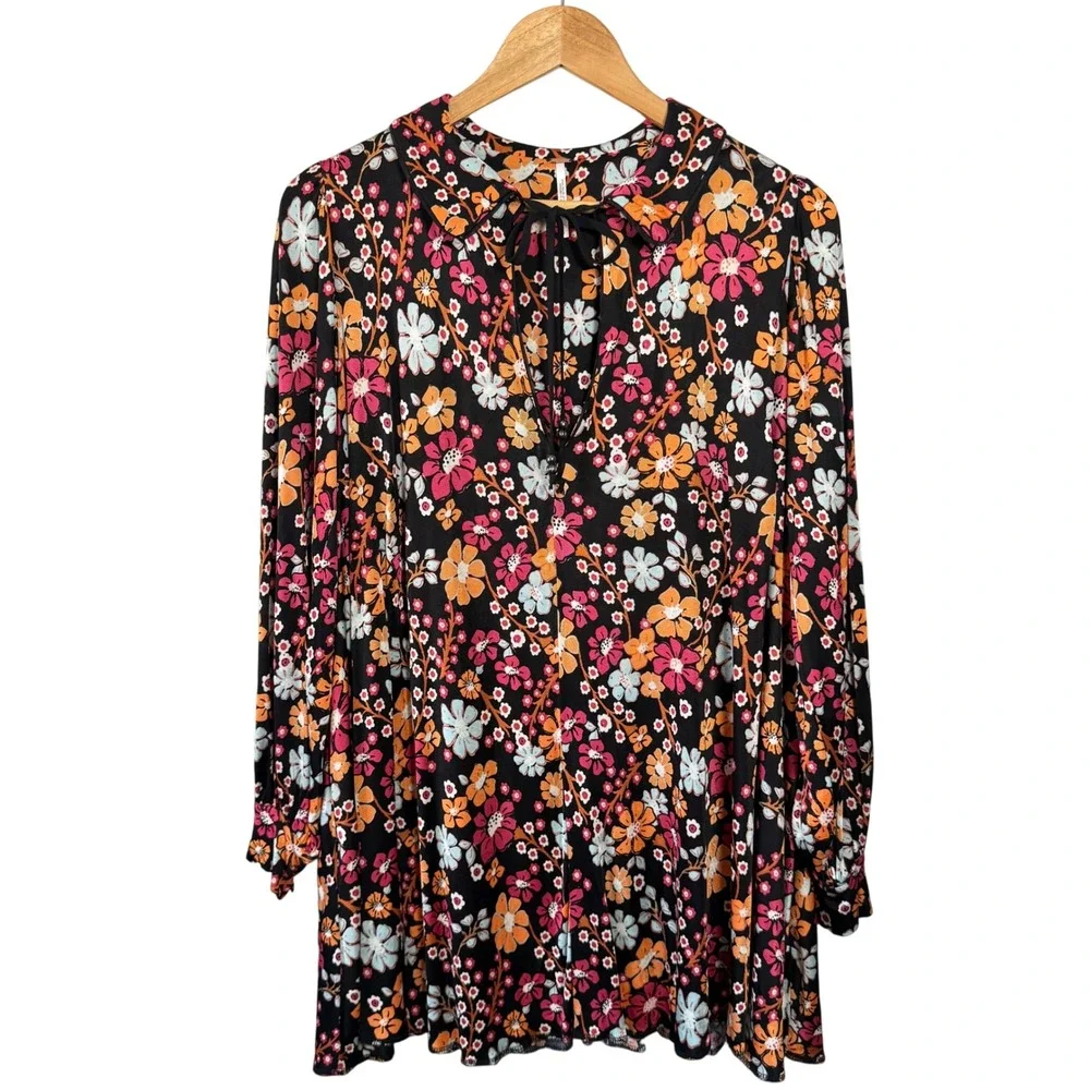 Free People Daisy Jane‎ Mini Dress Dark Floral Combo Size Small